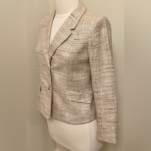Vilano by Gerardo Livornese Vintage Cream Tweed Long Sleeve Lined Jacket Size 8 - Picture 5 of 13